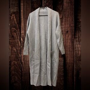 Cozy Gray Long Open Cardigan